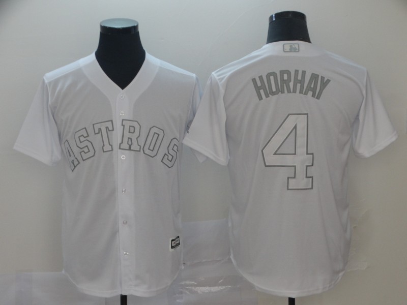 Men Houston Astros #4 Horhay white MLB Jerseys